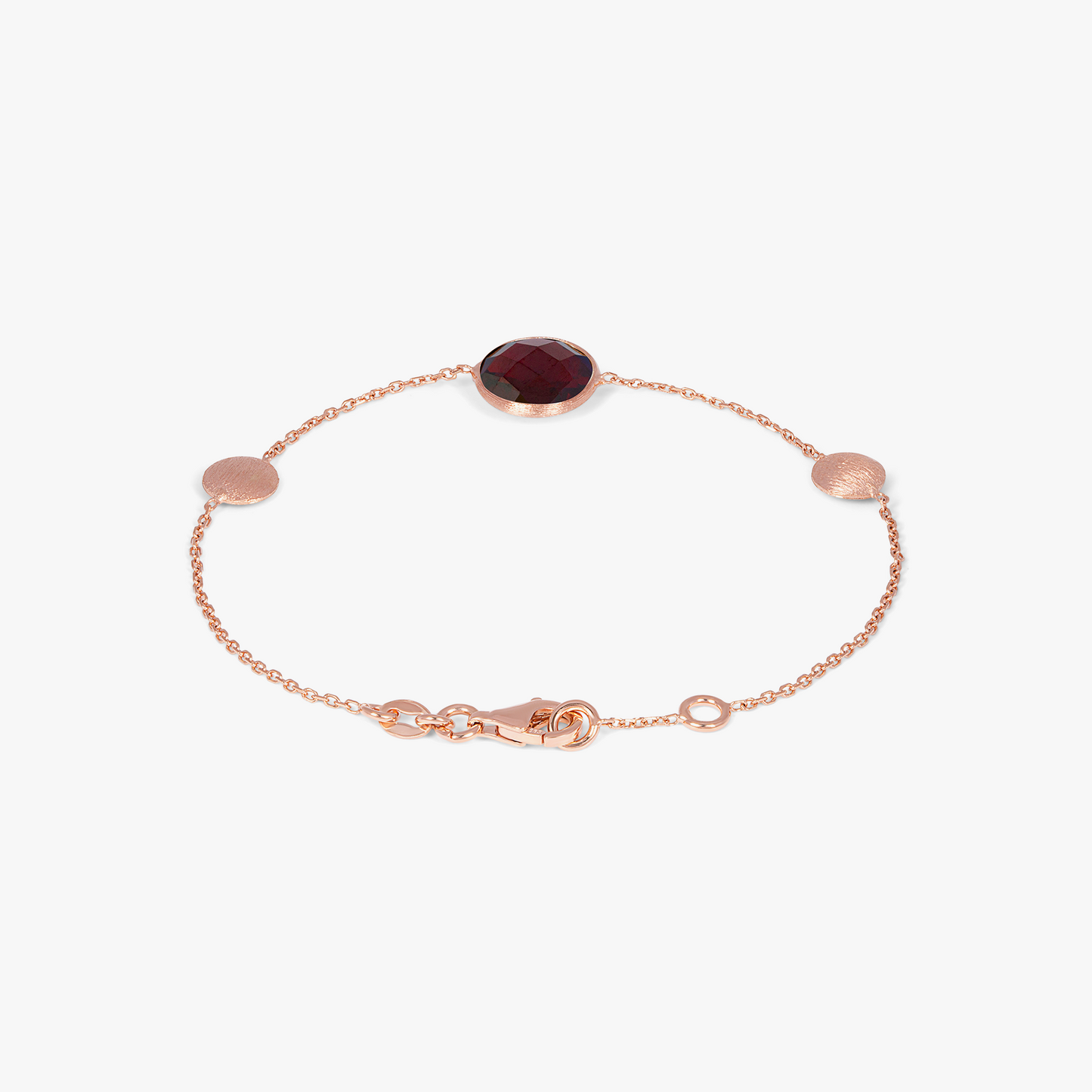 Kensington Bracelet in 14k Satin Rose Gold woth Garnet