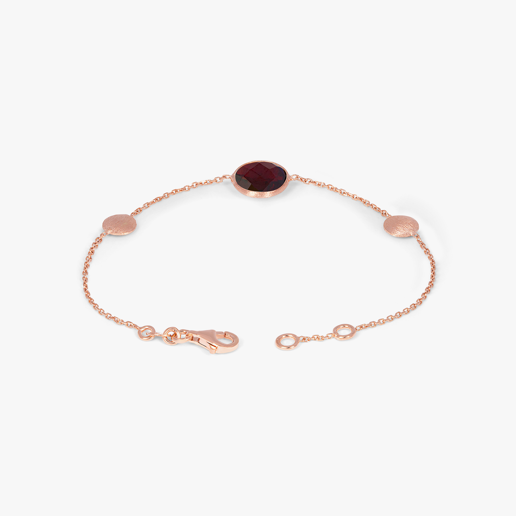 Kensington Bracelet in 14k Satin Rose Gold with Garnet