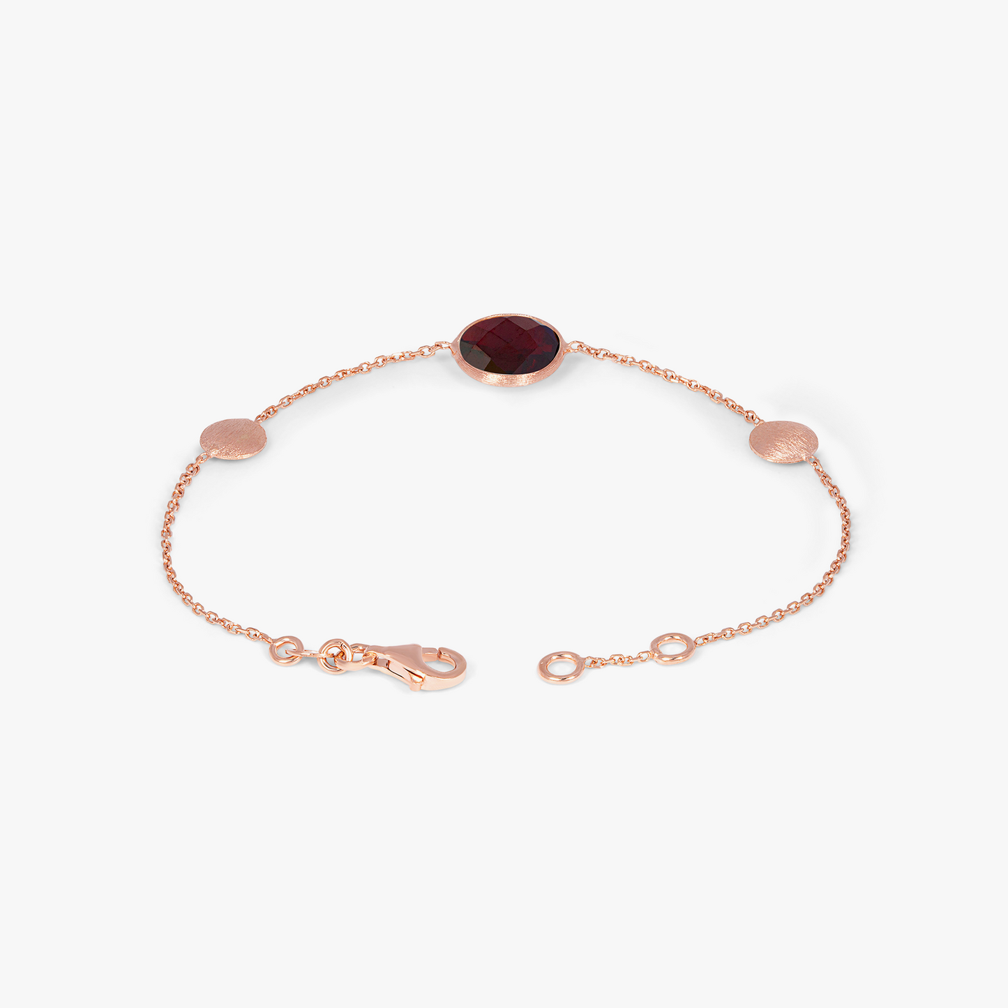 Kensington Bracelet in 14k Satin Rose Gold woth Garnet