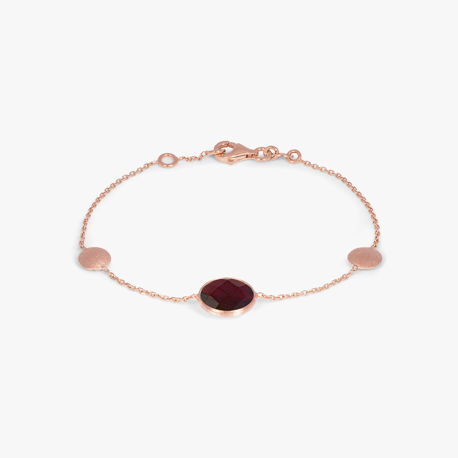 Kensington Bracelet in 14k Satin Rose Gold with Garnet
