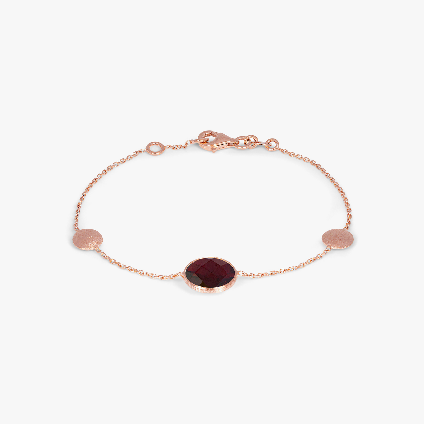 Kensington Bracelet in 14k Satin Rose Gold woth Garnet