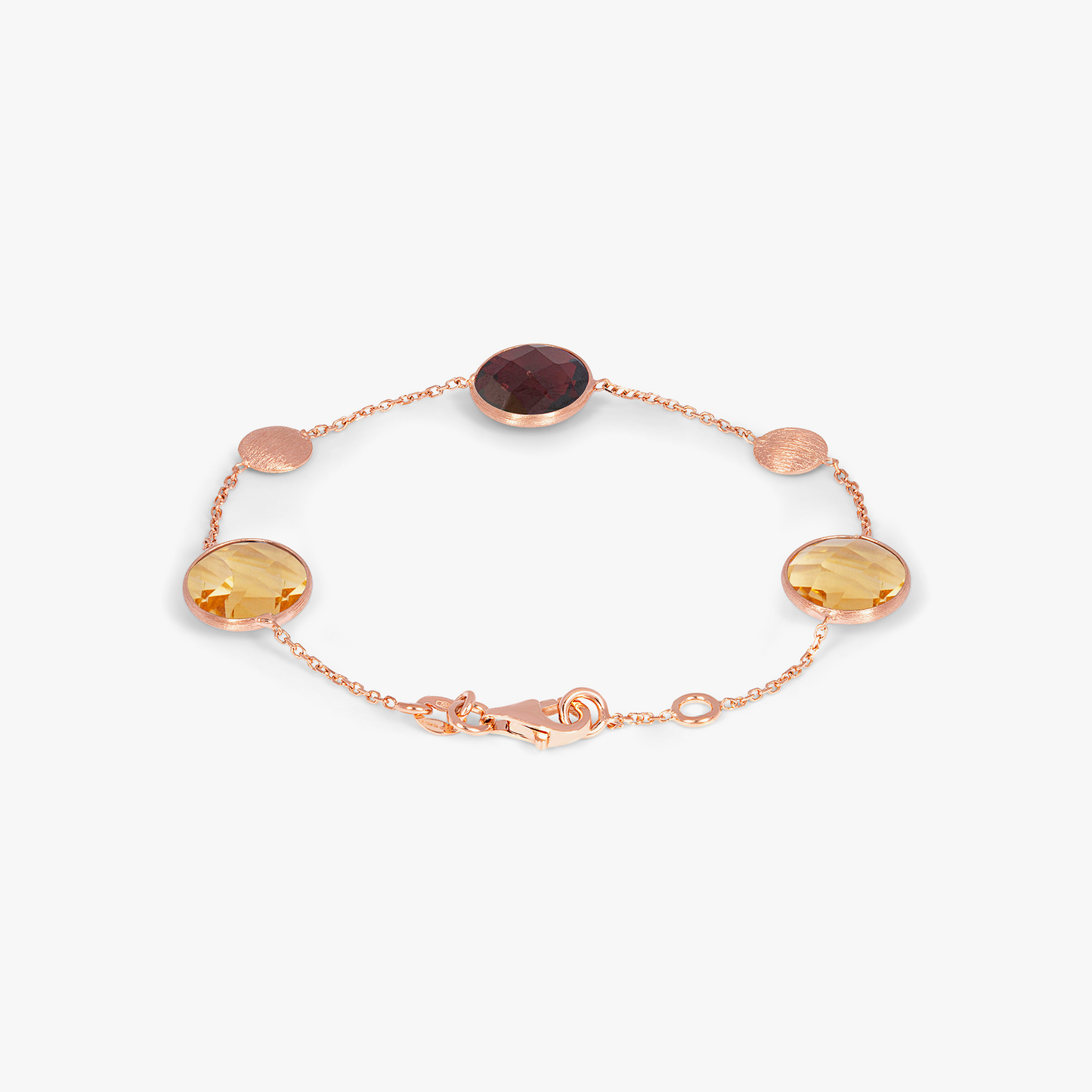 Kensington Bracelet in 14K Satin Rose Gold with Garnet and Citrine