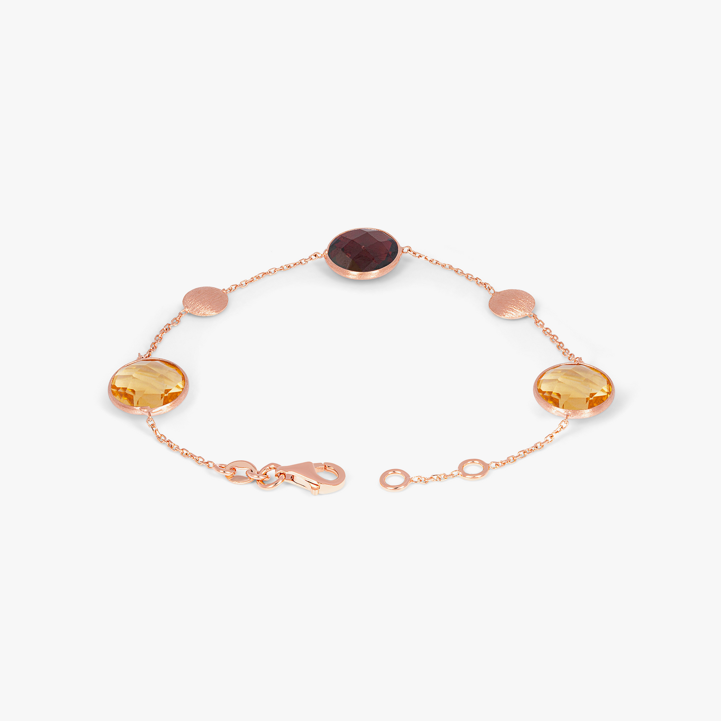 Kensington Bracelet in 14K Satin Rose Gold with Garnet and Citrine