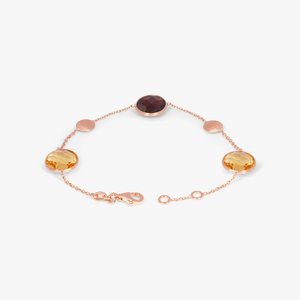14k satin rose gold Kensington double stone bracelet in garnet and citrine