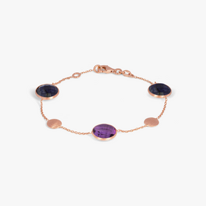 Kensington Bracelet in 14k Satin Rose Gold with Sapphire and Amethyst