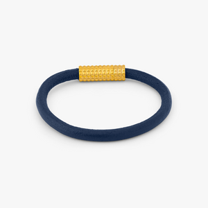 Diamond Giza Leather Bracelet In Yellow Gold Plated