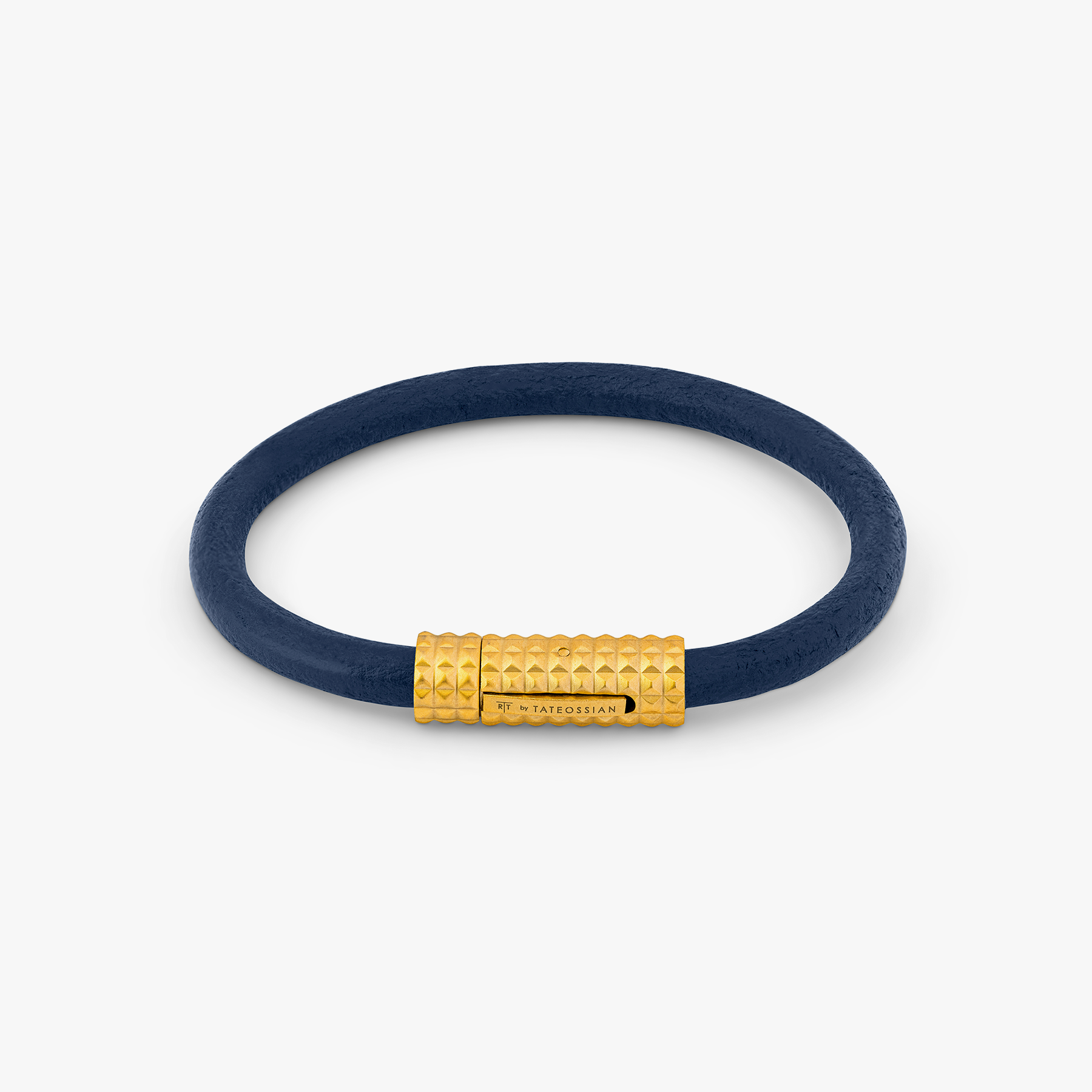 Diamond Giza Leather Bracelet In Yellow Gold Plated