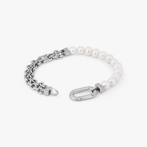 Stainless steel Catena Isaac bracelet with white pearls