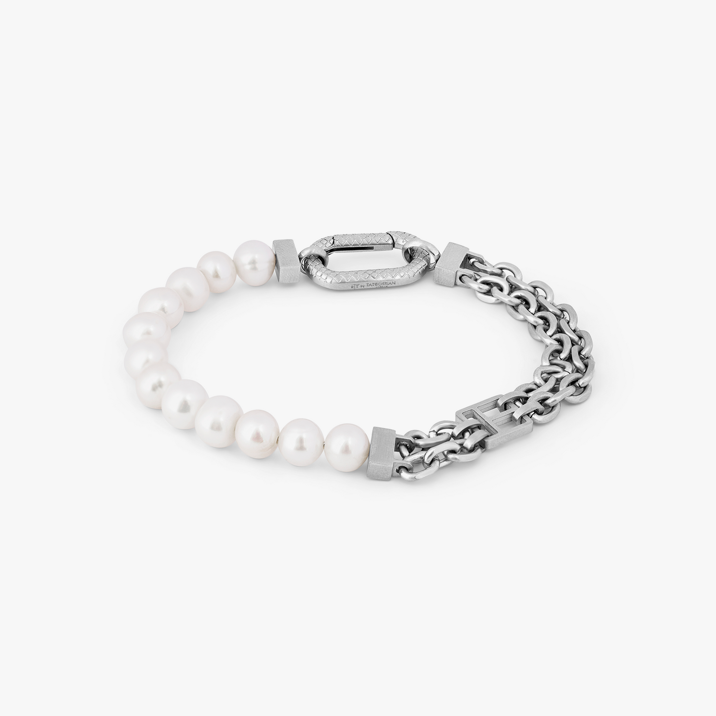 Stainless steel Catena Isaac bracelet with white pearls