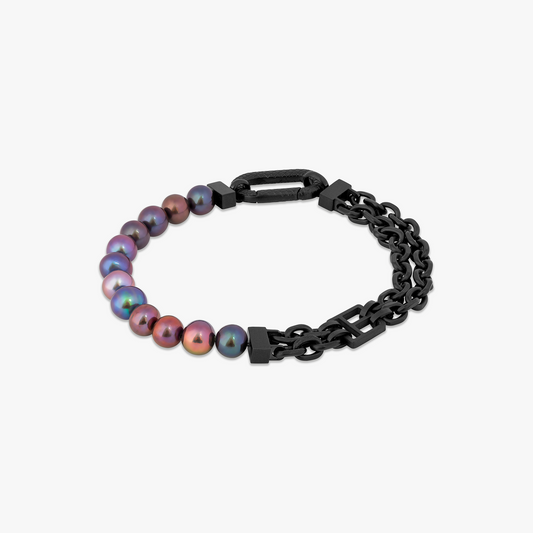 Black Pearls IP Plated Stainless Steel Catena Isaac Bracelet