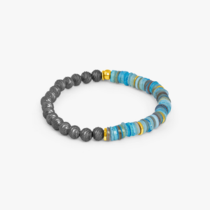 Graffiato Abyss Half And Half Beaded Bracelet In Blue With Yellow Gold Plated