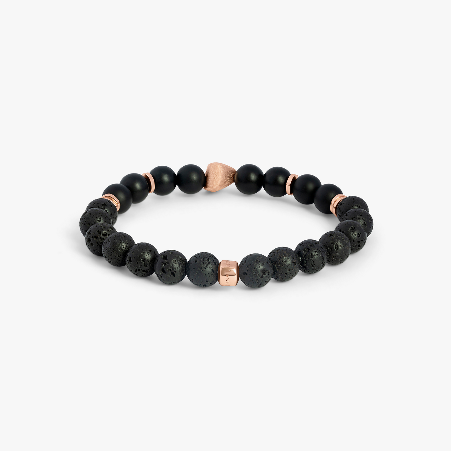 Black and Rose Gold Sterling Silver Nugget Bracelet