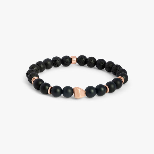 Black and Rose Gold Sterling Silver Nugget Bracelet