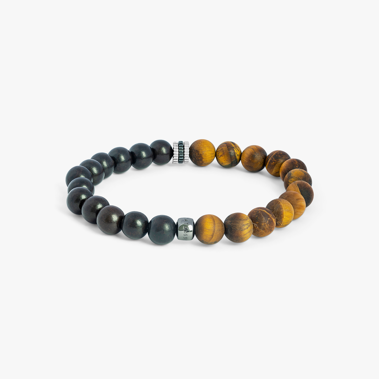 Gear Trio Beaded Bracelet With Ebony Wood & Brown Tiger Eye