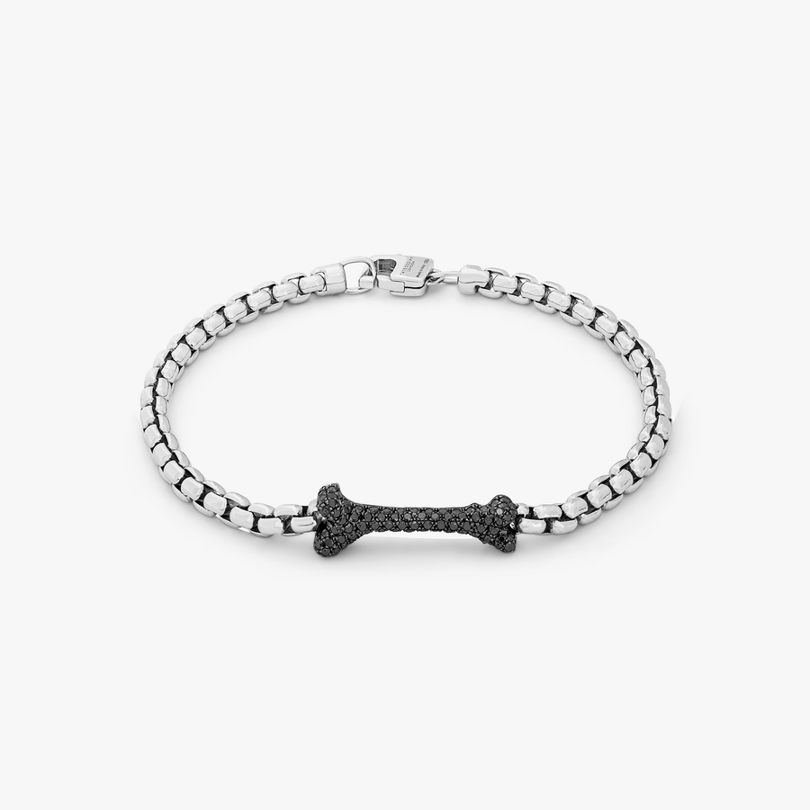 Black Diamond Osso Bone Bracelet in Sterling Silver