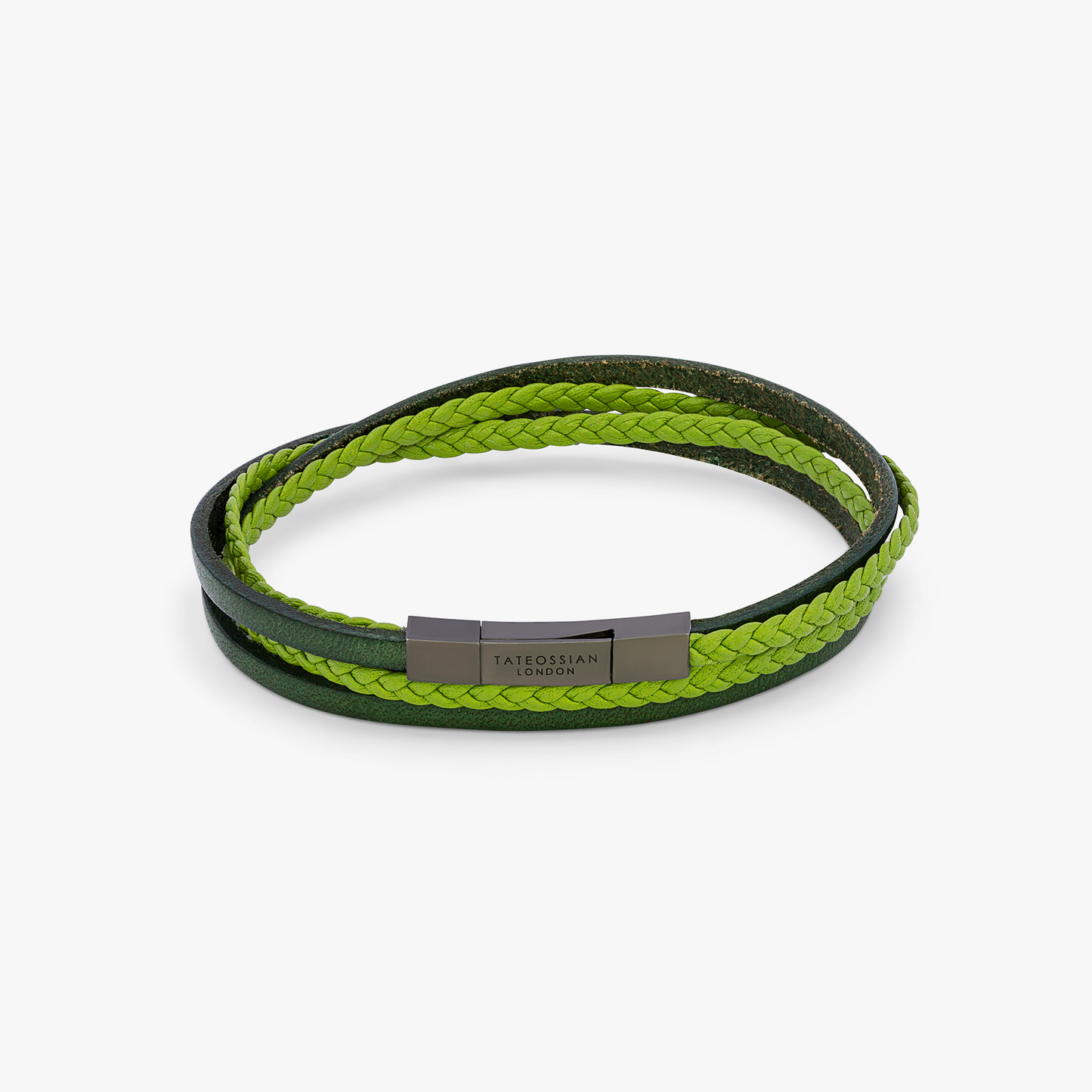 Mini Click Fettucine Leather Bracelet In GreenÂ Â Â Â Â 