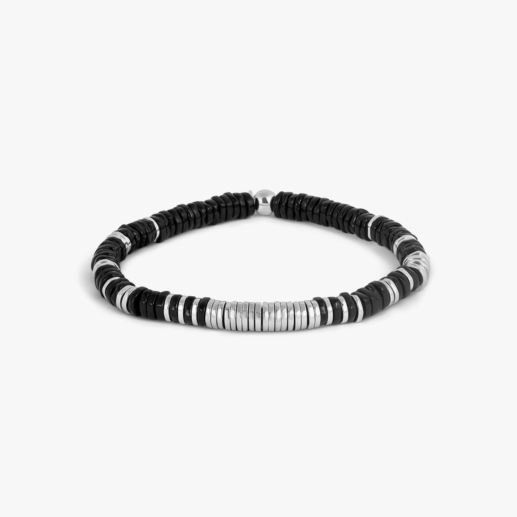 Constellation Beaded Bracelet in Rhodium Plated Sterling Silver with Black Agate