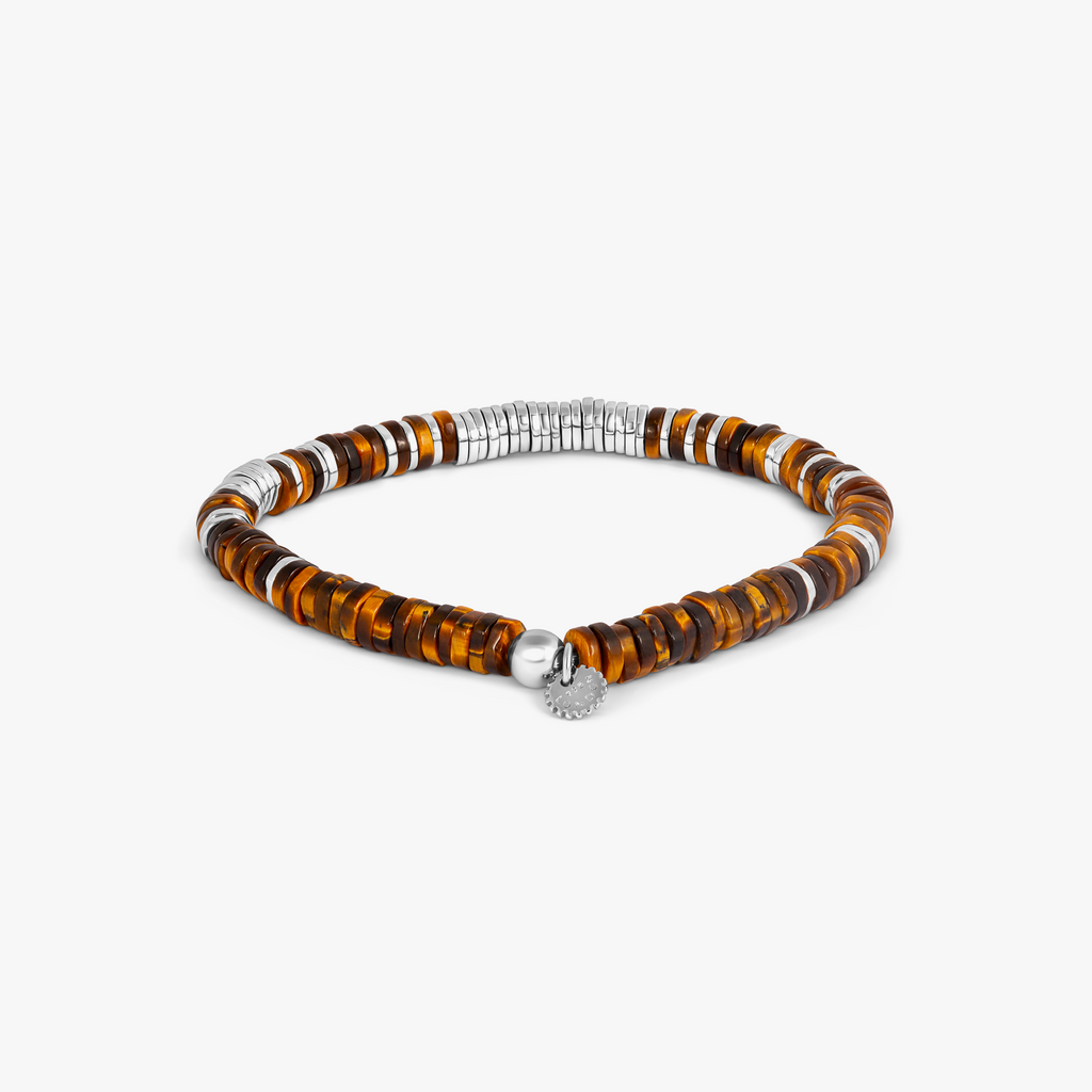 Constellation Beaded Bracelet in Rhodium Plated Sterling Silver with Tiger Eye