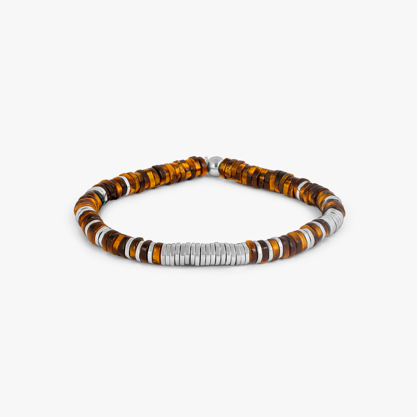 Constellation Beaded Bracelet in Rhodium Silver with Tiger Eye