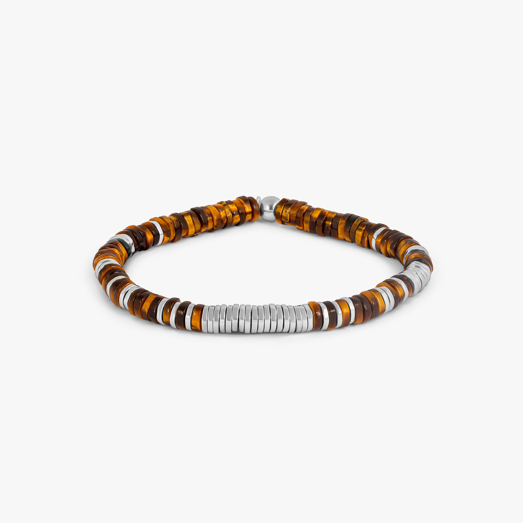 Constellation Beaded Bracelet in Rhodium Plated Sterling Silver with Tiger Eye