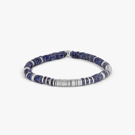 Constellation Beaded Bracelet in Rhodium Plated Silver with Sodalite