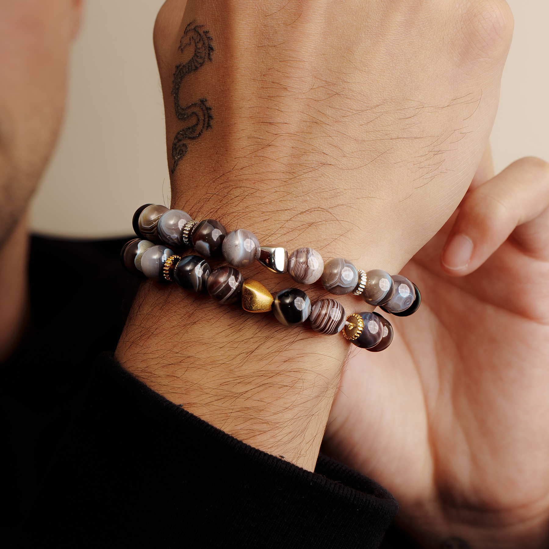 Maxi Nugget Beaded Bracelet in Rhodium Plated with Multicolour