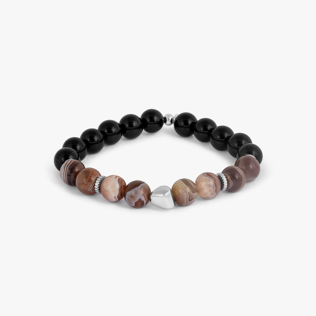 Maxi Nugget Beaded Bracelet in Rhodium Plated with Multicolour