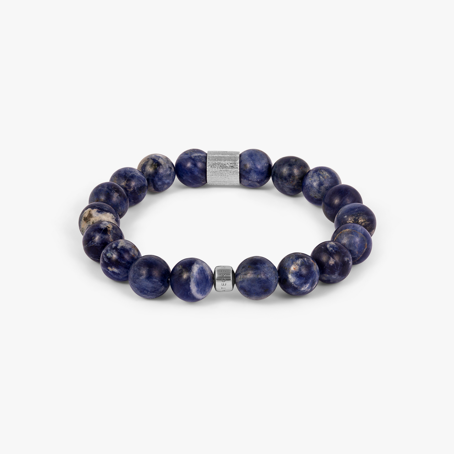 Maxi Pop Beaded Bracelet in Rhodium Silver with Blue Sodalite