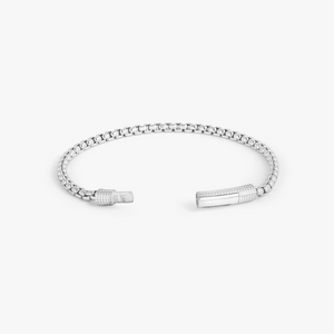 Giza Click Box Chain Bracelet in Rhodium Silver - 4mm