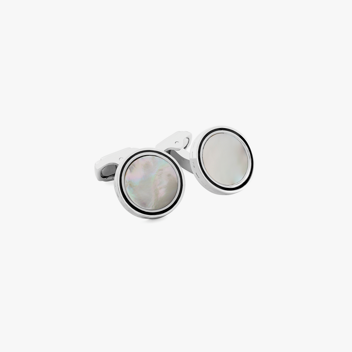 Tambor Cufflinks Rhodium Plated Whtite MOP