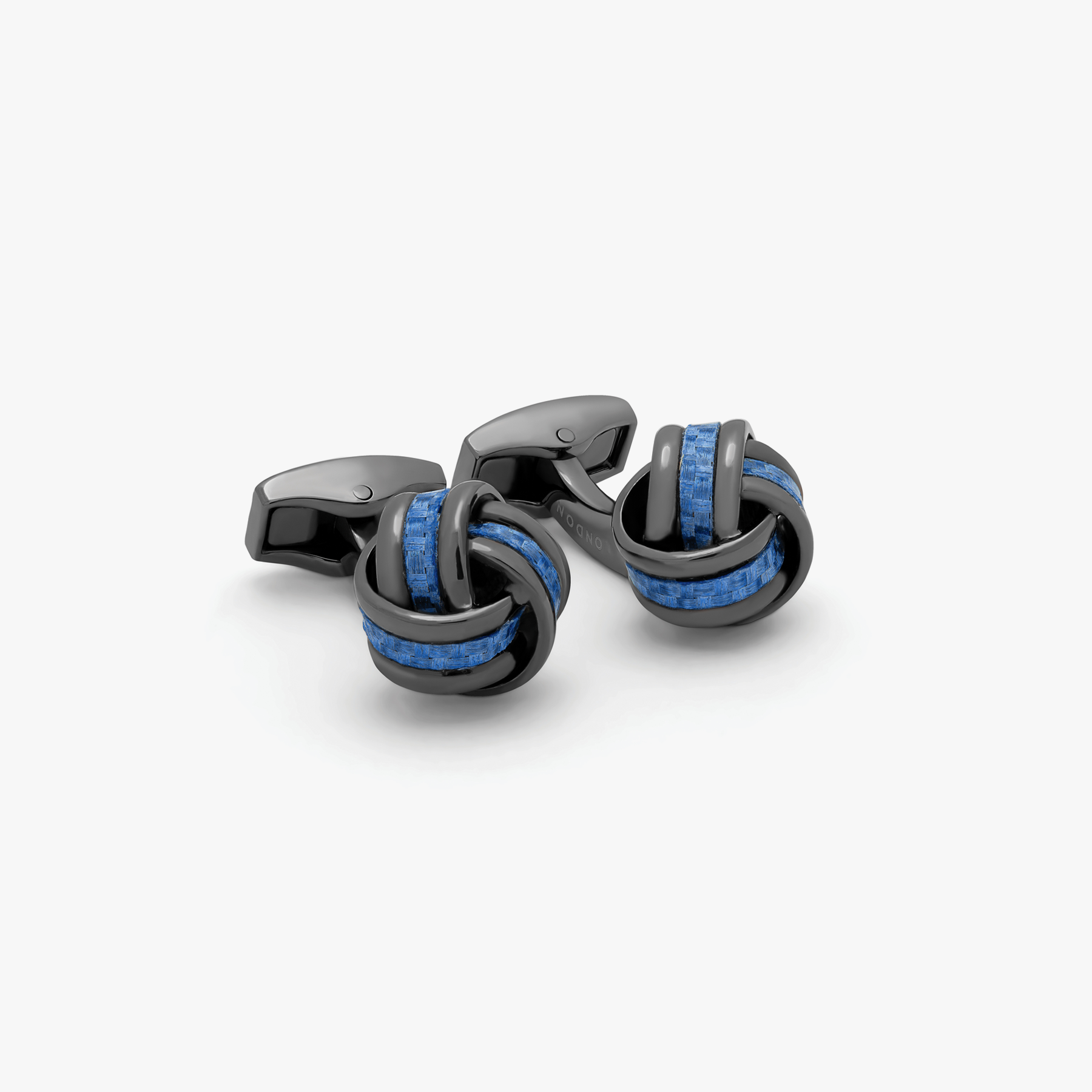 Carbon Knot cufflinks Gunmetal plated & alutex