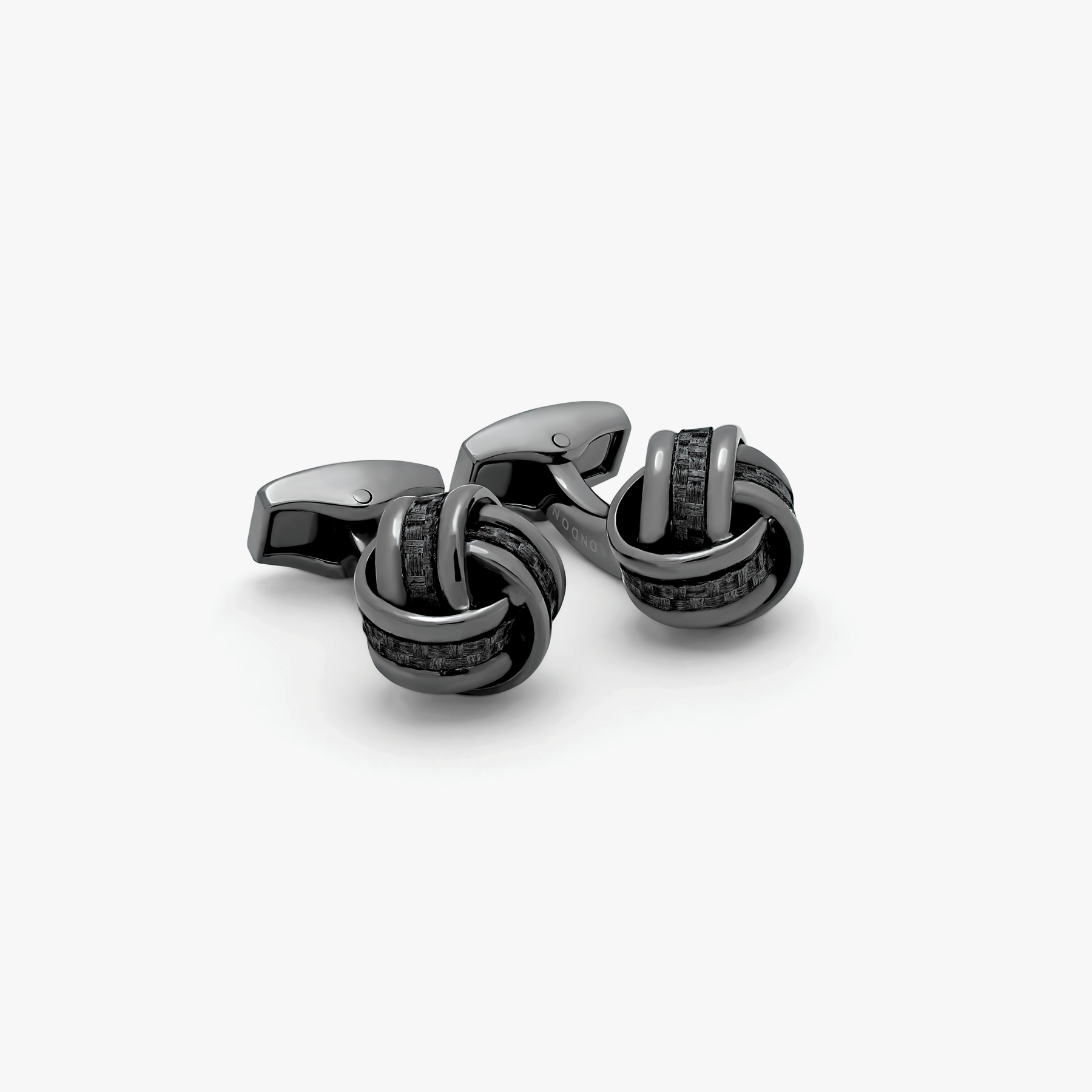 Carbon Knot cufflinks Gunmetal plated & carbon fibre