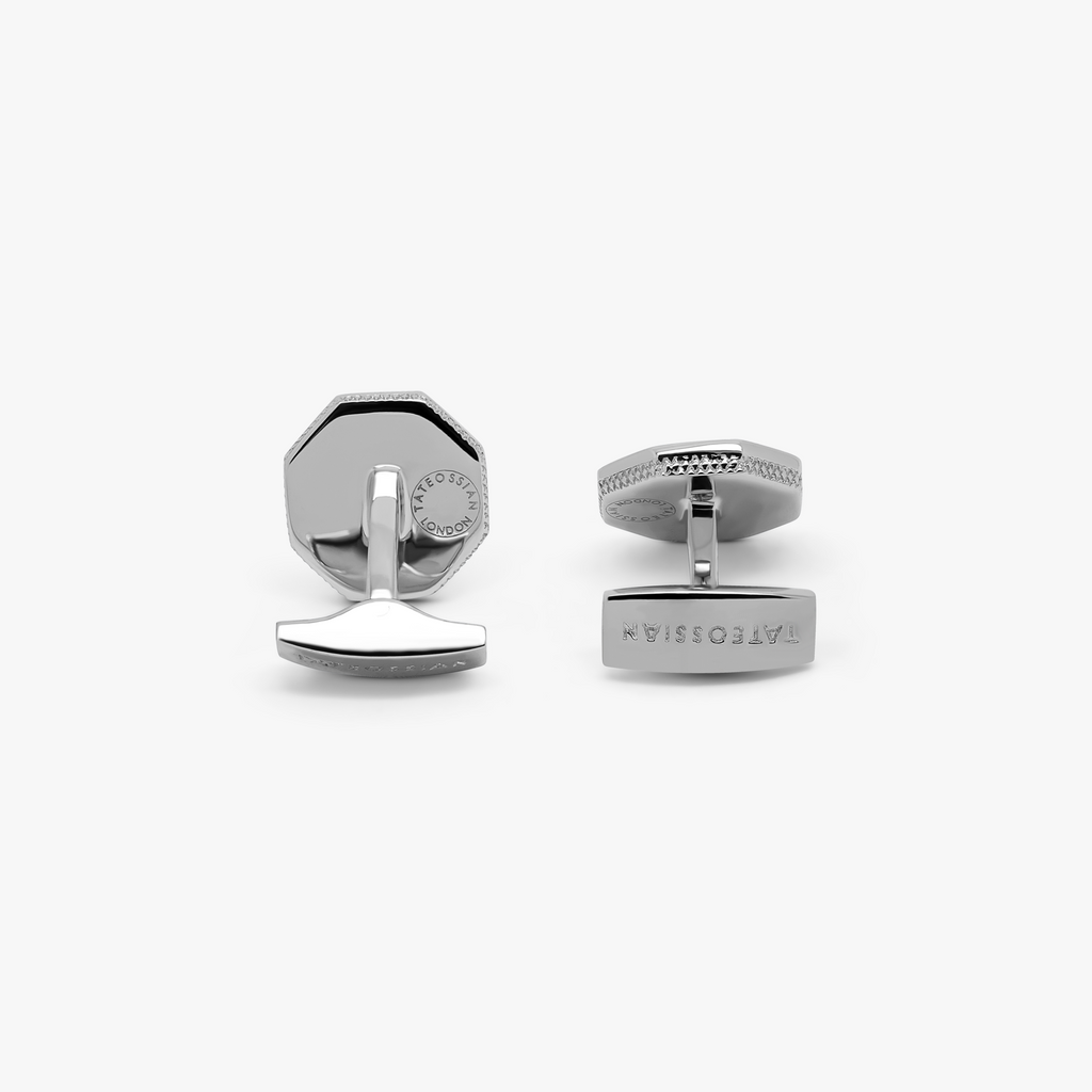 Classic London Eye Cufflinks With Ruby In Black Rhodium Silver