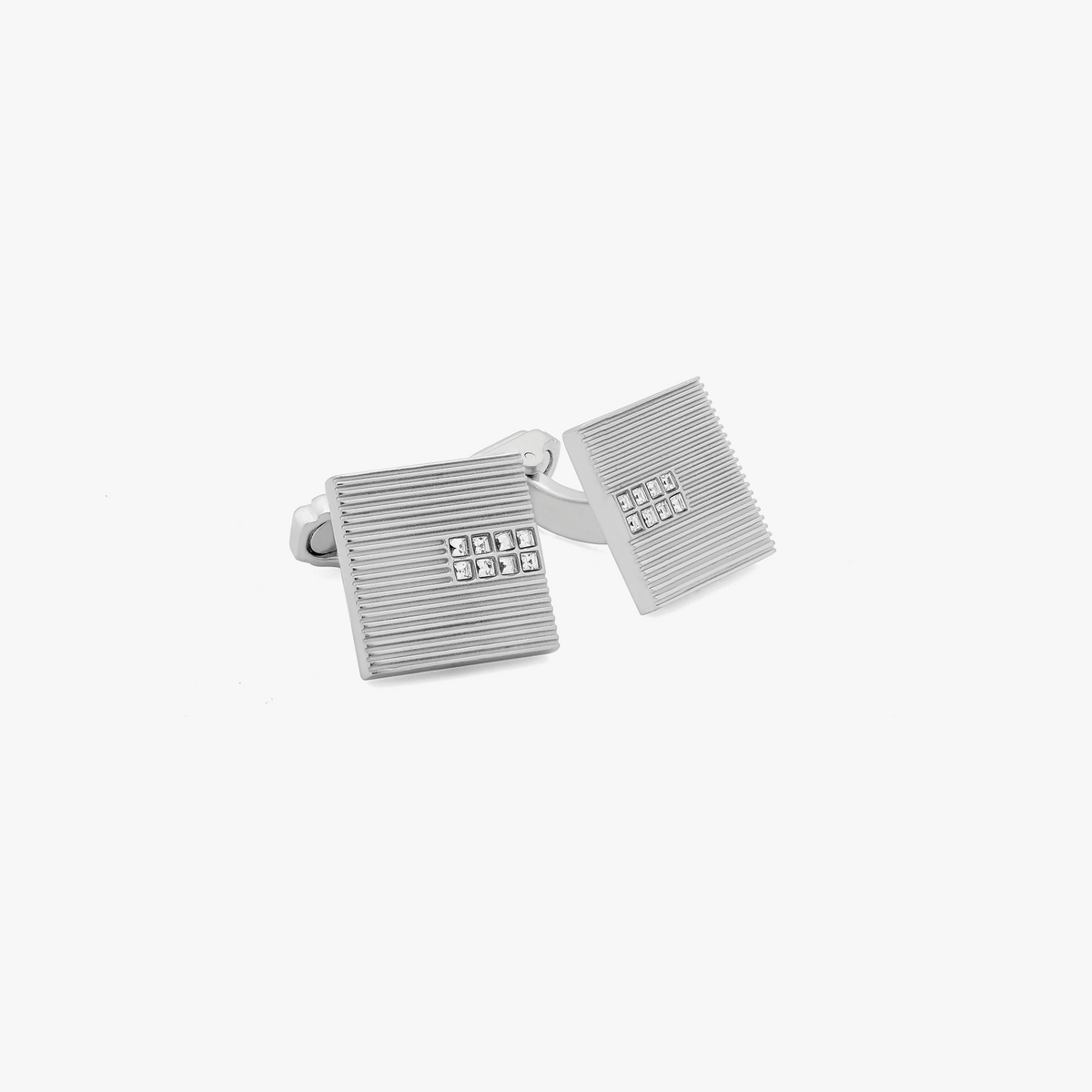 Bombato cufflinks rhodium finish Swarovski elements