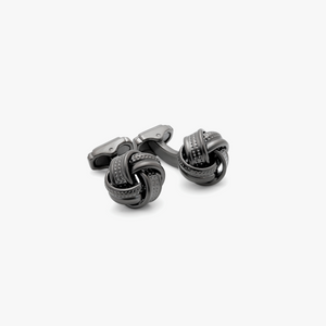 THOMPSON Satin Dot Knot cufflinks with gunmetal finish (UK) 1