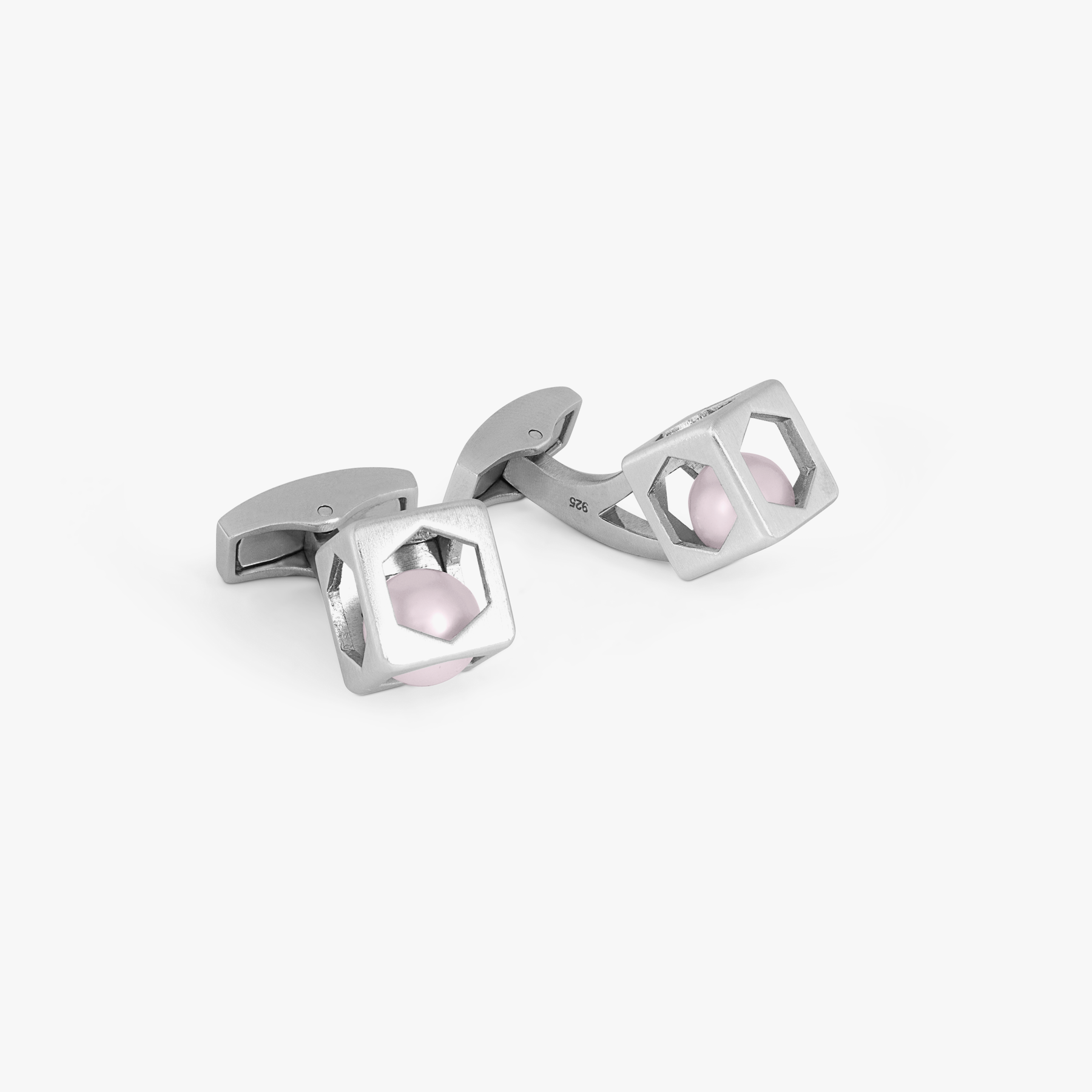 Sterling Pearl Hex Cube cufflinks