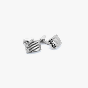 THOMPSON Ribbed cufflinks in IP plated steel