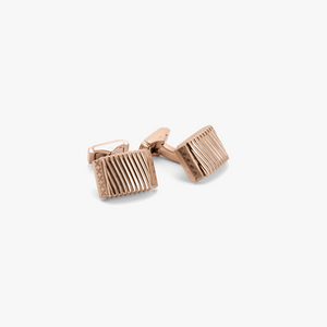 THOMPSON Ribbed cufflinks in rose gold plated steel (UK) 1