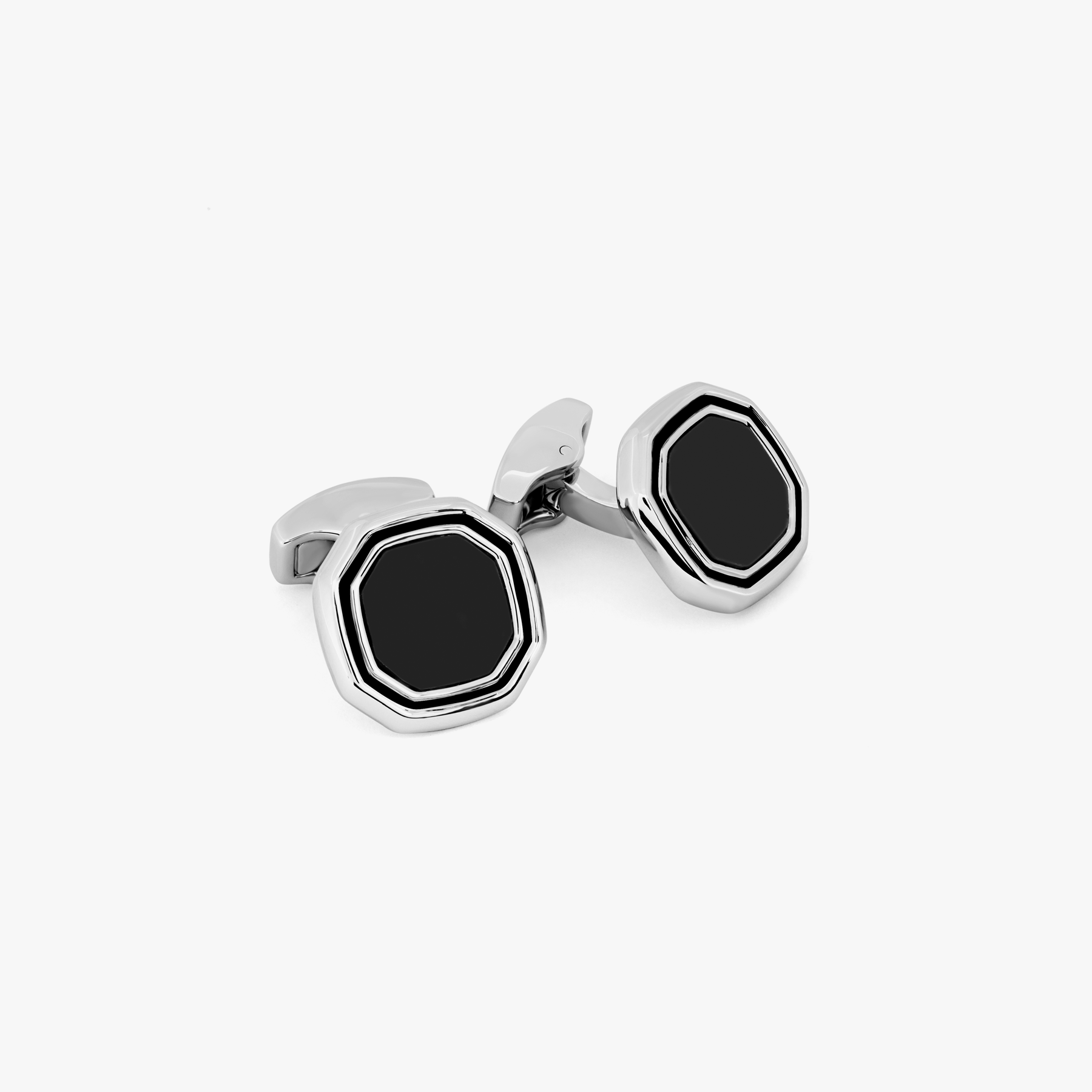 Octagon Semi Precious Cufflinks Bronze Plated & Onyx