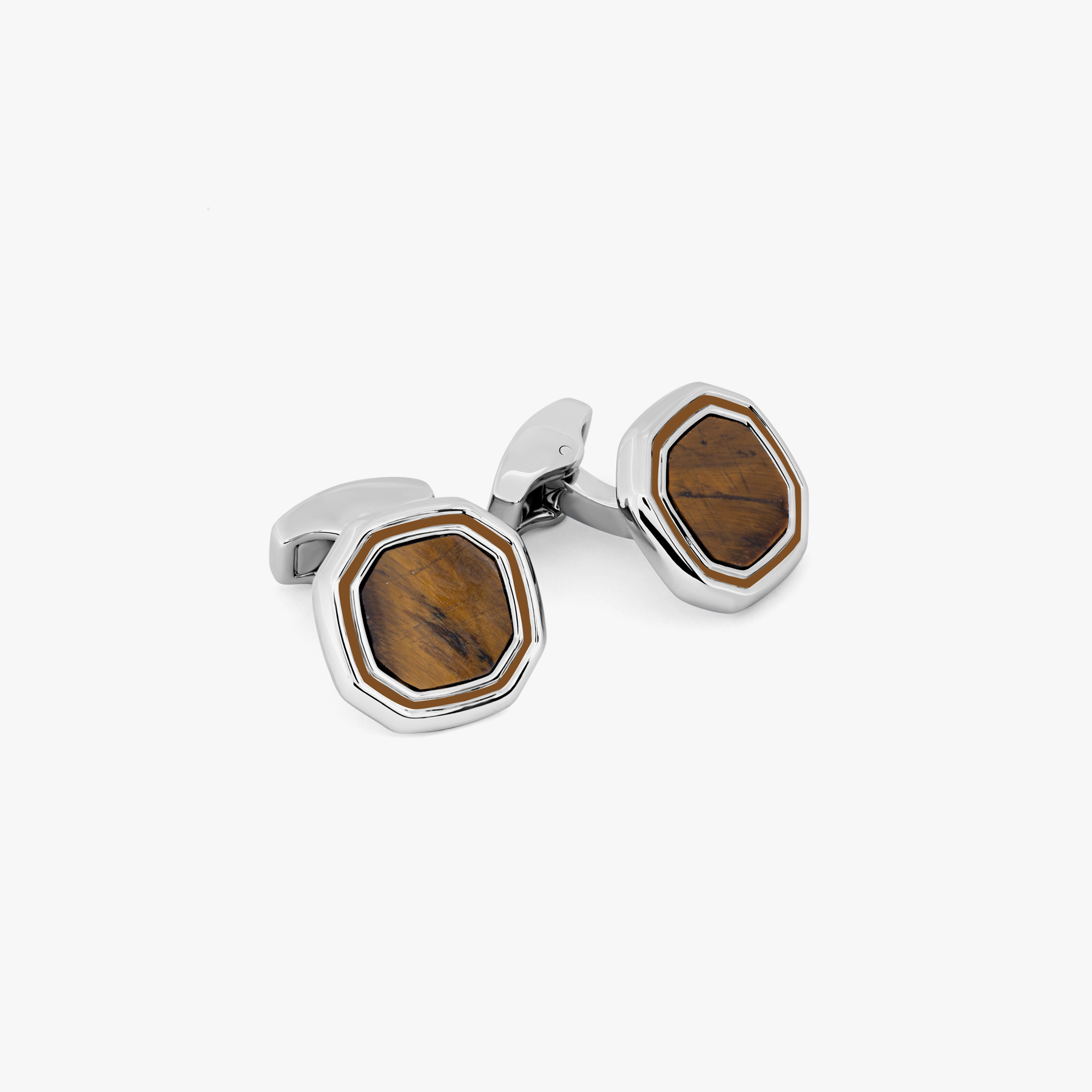 Octagon Semi Precious cufflinks Bronze plated Tiger Eye