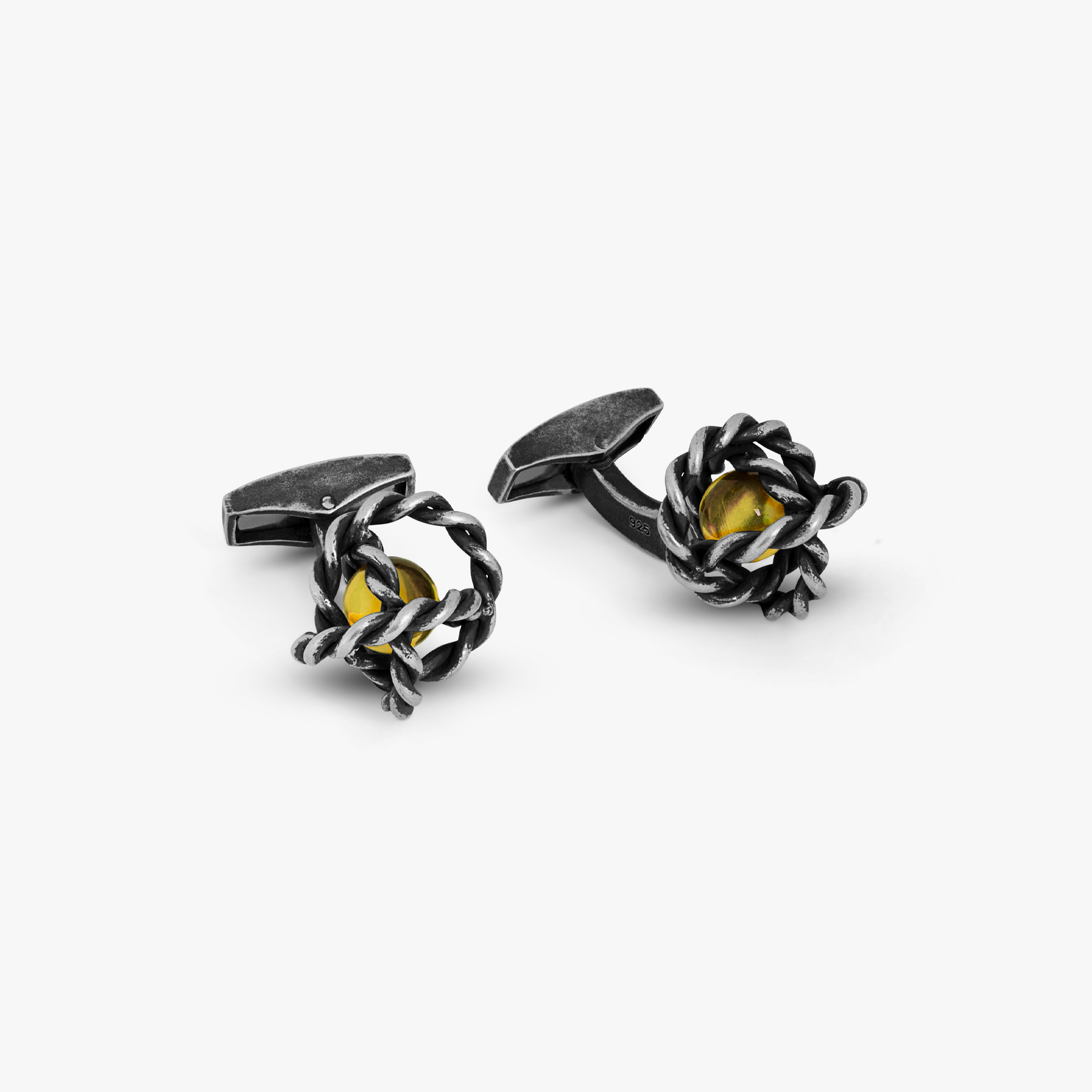Gyroscope Glass cufflinks antique silver glass