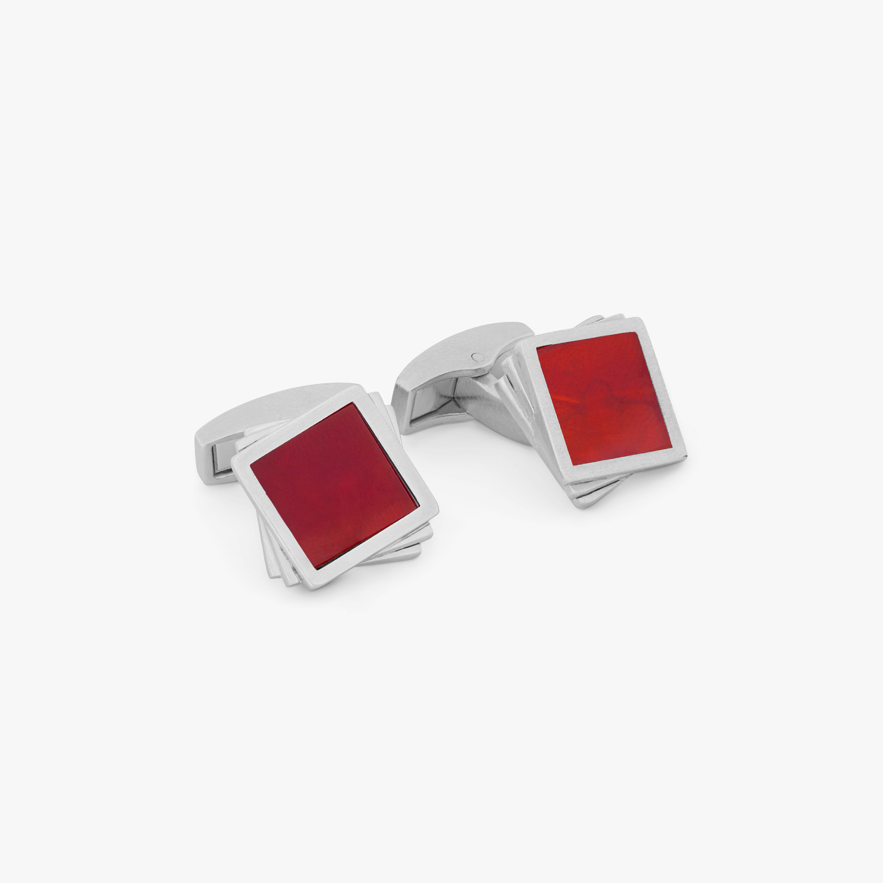 Twisted Square cufflinks carnelian