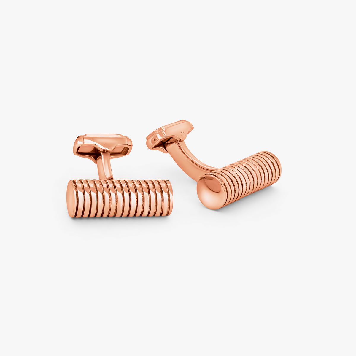 Ribbed Rose Gold Plated Cylinder cufflinks enamel