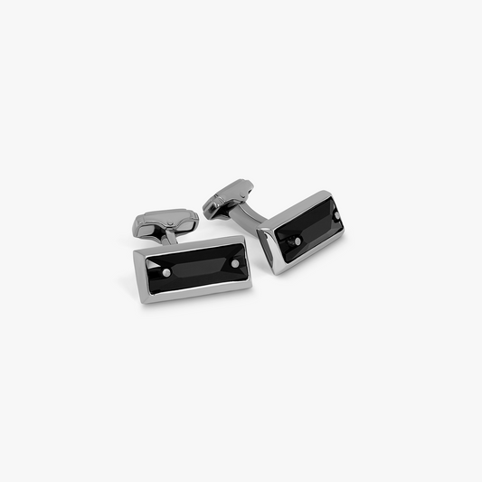 THOMPSON Rectangle cufflinks with jet Swarovski elements (UK) 1