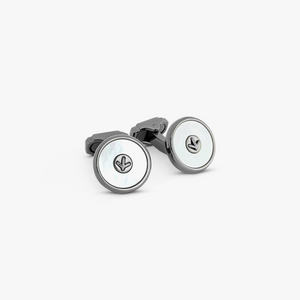 THOMPSON Semi Precious Button cufflinks in white (UK) 1