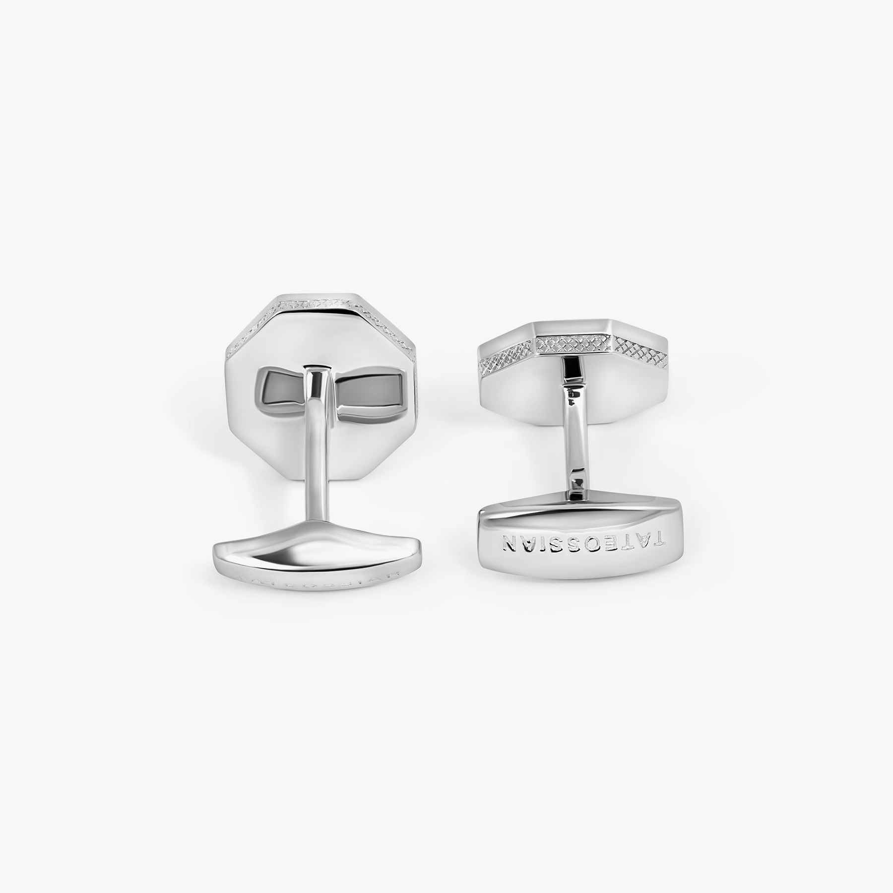 Classic London Eye Cufflinks in Rhodium Silver with Blue Goldstone