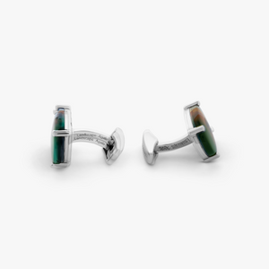 Summer Landscape Agate cufflinks in rhodium-plated sterling silver (Limited Edition) (UK) 2