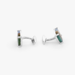 Spring Landscape Agate cufflinks in rhodium-plated sterling silver (Limited Edition) (UK) 2