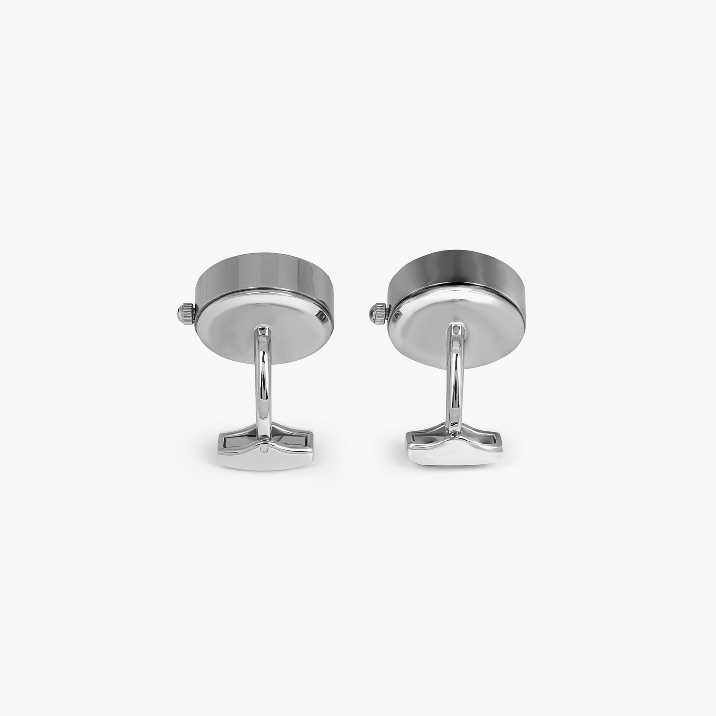 Guilloche Watch Cufflinks In Stainless Steel with White MOP