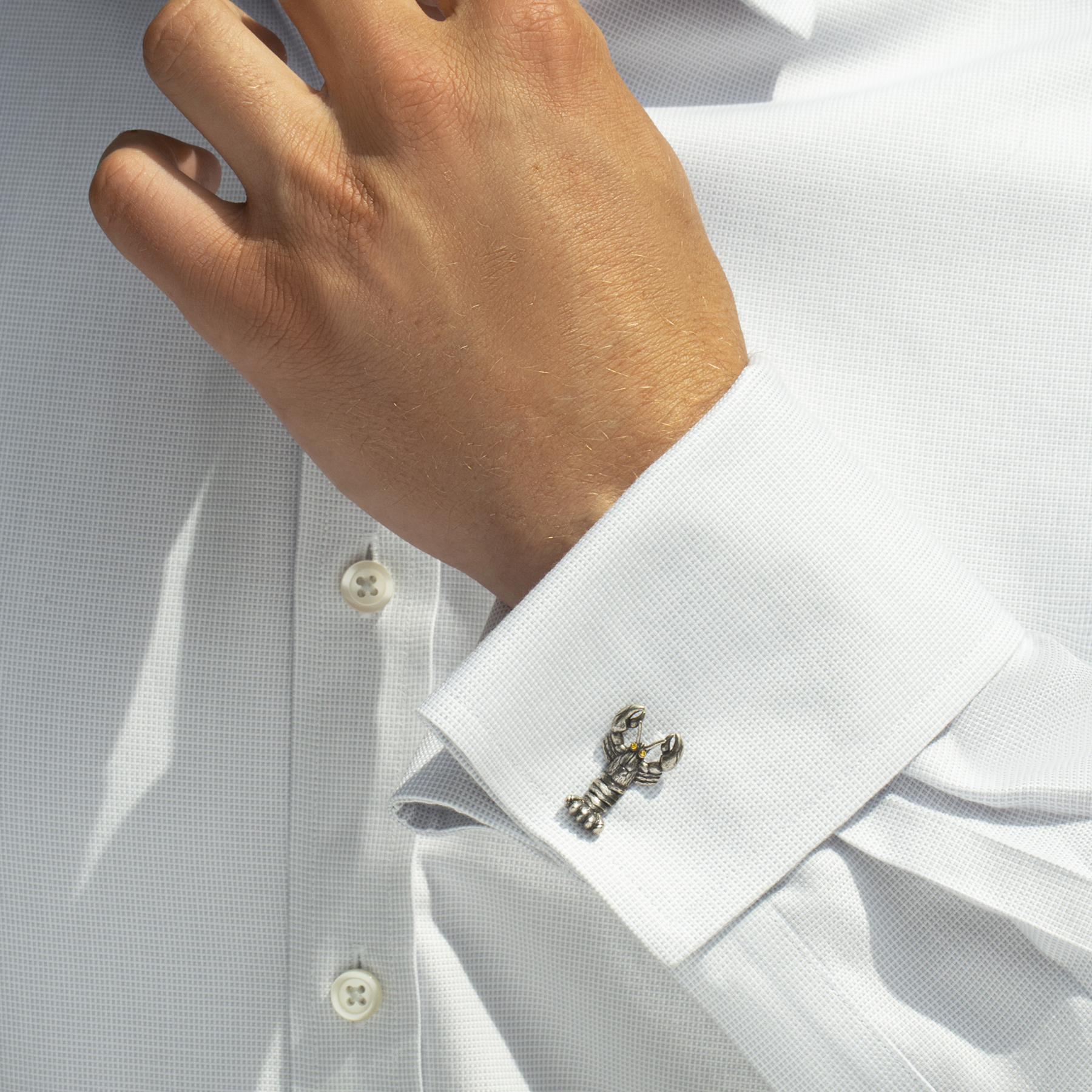 Lobster Mechanical Cufflinks With Yellow Swarovski Elements
